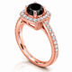 Black Diamond Halo Engagement Ring 1.41 Carat 14K White Gold, Yellow Gold Or Rose Gold Unique Certified Handmade