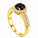 Black Diamond Halo Engagement Ring 1.41 Carat 14K White Gold Or Yellow Gold Certified Handmade 