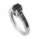 Fancy Black Diamond Engagement Ring 14K White Gold 0.79 Carat Antique Vintage Style Engraved Pave Set HandMade Certified