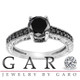 Fancy Black Diamond Engagement Ring 14K White Gold 0.79 Carat Antique Vintage Style Engraved Pave Set HandMade Certified