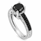 1.35 Carat Black Diamond Engagement Ring 14K White Gold  Unique Handmade Certified