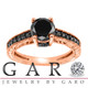 Black Diamond Engagement Ring 14K Rose Gold 0.86 Carat HandMade Certified