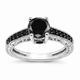 Platinum Black Diamond Unique Engagement Ring 1.55 Carat Vintage Style Handmade Certified