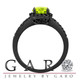 Peridot & Black Diamond Engagement Ring Vintage Style 14k Black Gold 1.40 Carat Unique Halo HandMade Birth Stone