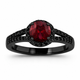 Garnet Halo Engagement Ring 14K Black Gold 1.45 Carat Vintage Style Handmade January Birthstone Ring