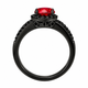Garnet Halo Engagement Ring 14K Black Gold 1.45 Carat Vintage Style Handmade January Birthstone Ring