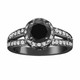 Black & White Diamond Halo Engagement Ring 1.80 Carat 14K Black Gold Vintage Style Certified Handmade Black & White Diamond Halo Engagement Ring 1.80 Carat 14K Black Gold Vintage Style Certified Handmade
