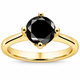 Black Diamond Solitaire Engagement Ring 1.04 Carat 14K Yellow Gold Unique Gallery Design Handmade