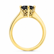 Black Diamond Solitaire Engagement Ring 1.04 Carat 14K Yellow Gold Unique Gallery Design Handmade