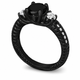 Natural Black Diamond Engagement Ring 1.63 Carat Unique Vintage Style 14K Black Gold Handmade