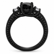 Natural Black Diamond Engagement Ring 1.63 Carat Unique Vintage Style 14K Black Gold Handmade
