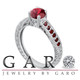 Garnet Engagement Ring 14K White Gold 0.65 Carat Certified Birthstone Vintage Antique Style Engraved Handmade