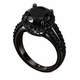 5.56 Carat Huge Black Diamond Halo Engagement Ring 14K Black Gold Vintage Style Certified Handmade