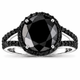 4.78 Carat Black Diamond Halo Engagement Ring 14K White Gold Certified Handmade