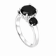 Black Diamond Three-Stone Engagement Ring 14K White Gold, Yellow Gold Or Rose Gold 2.90 Carat Certified Unique Handmade