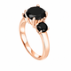 Black Diamond Three-Stone Engagement Ring 14K White Gold, Yellow Gold Or Rose Gold 2.90 Carat Certified Unique Handmade