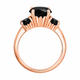 Black Diamond Three-Stone Engagement Ring 14K White Gold, Yellow Gold Or Rose Gold 2.90 Carat Certified Unique Handmade
