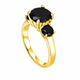 Black Diamond Three-Stone Engagement Ring 14K White Gold, Yellow Gold Or Rose Gold 2.90 Carat Certified Unique Handmade