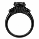 Black Diamond Three-Stone Engagement Ring 2.90 Carat 14K Black Gold Vintage Style Unique Certified Handmade