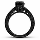 Black Diamond Filigree Engagement Ring 1.37 Carat 14K Black Gold Certified Handmade