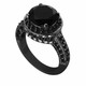 6.14 Carat Huge Fancy Black & White Diamond Engagement Ring Vintage Style 14k Black Gold handmade