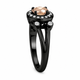 Champagne Diamond Halo Engagement Ring 1.03 Carat Vintage Style 14K Black Gold Unique Certified Handmade