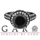 Huge 5.18 Carat Black Diamond Engagement Ring Vintage Style 14K Black Gold Certified Handmade