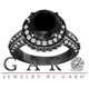 Huge 5.18 Carat Black Diamond Engagement Ring Vintage Style 14K Black Gold Certified Handmade