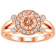 Champagne Diamond Engagement Ring 14K Rose Gold 1.03 Carat Unique Halo Certified Handmade