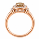 Champagne Diamond Engagement Ring 14K Rose Gold 1.03 Carat Unique Halo Certified Handmade