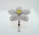 Fancy Yellow Diamonds Flower Engagement Ring 2.05 Carat 14K White Gold Handmade Pave Unique