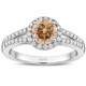 Platinum Natural Champagne Diamond Halo Engagement Ring 1.35 Carat Split Shank Filigree Gallery Handmade