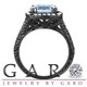 Aquamarine Engagement Ring Vintage Style 14K Black Gold 2.90 Carat Hand Engraved Certified Handmade