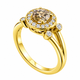 Natural Champagne Diamond Halo Engagement Ring 14K Yellow Gold 1.03 Carat Unique Certified Handmade