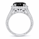 Black Diamond Hand Engraved Halo Engagement Ring Unique Vintage Style Filigree 4.02 Carat 14k White Gold Handmade Certified 