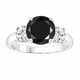 Platinum Black Diamond Three-Stone Engagement Ring 2.60 Carat Handmade Unique Certified