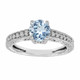 Unique Aquamarine Engagement Ring 14K White Gold 0.70 Carat Handmade