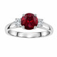 Red Garnet & Diamond Three Stone Engagement Ring 14K White Gold Or Yellow Gold 1.24 Carat Birthstone Handmade