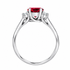 Red Garnet & Diamond Three Stone Engagement Ring 14K White Gold Or Yellow Gold 1.24 Carat Birthstone Handmade