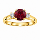 Red Garnet & Diamond Three Stone Engagement Ring 14K White Gold Or Yellow Gold 1.24 Carat Birthstone Handmade