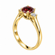 Red Garnet & Diamond Three Stone Engagement Ring 14K White Gold Or Yellow Gold 1.24 Carat Birthstone Handmade