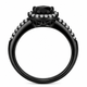 Vintage Black Diamond Halo Engagement Ring 1.41 Carat 14K Black Gold Handmade Certified