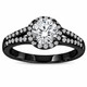 1.03 Carat Natural Diamond Halo Engagement Ring Filigree Gallery 14K Black Gold Vintage Style GIA Certified Handmade
