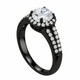 1.03 Carat Natural Diamond Halo Engagement Ring Filigree Gallery 14K Black Gold Vintage Style GIA Certified Handmade