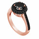 Black Diamond Engagement Ring Rose Gold  Double Halo 1.78 Carat Handmade Certified