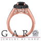Black Diamond Engagement Ring Rose Gold  Double Halo 1.78 Carat Handmade Certified