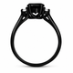 Black Diamond Three Stone Engagement Ring Vintage Style 14K Black Gold 1.25 Carat Certified Handmade