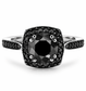 1.50 Carat Black Diamond Cocktail Ring 18K White Gold Halo Certified Handmade