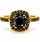 1.50 Carat Black Diamond Cocktail Ring 18K White Gold Or Yellow Gold Halo Certified Handmade