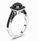 1.50 Carat Black Diamond Cocktail Ring 18K White Gold Or Yellow Gold Halo Certified Handmade